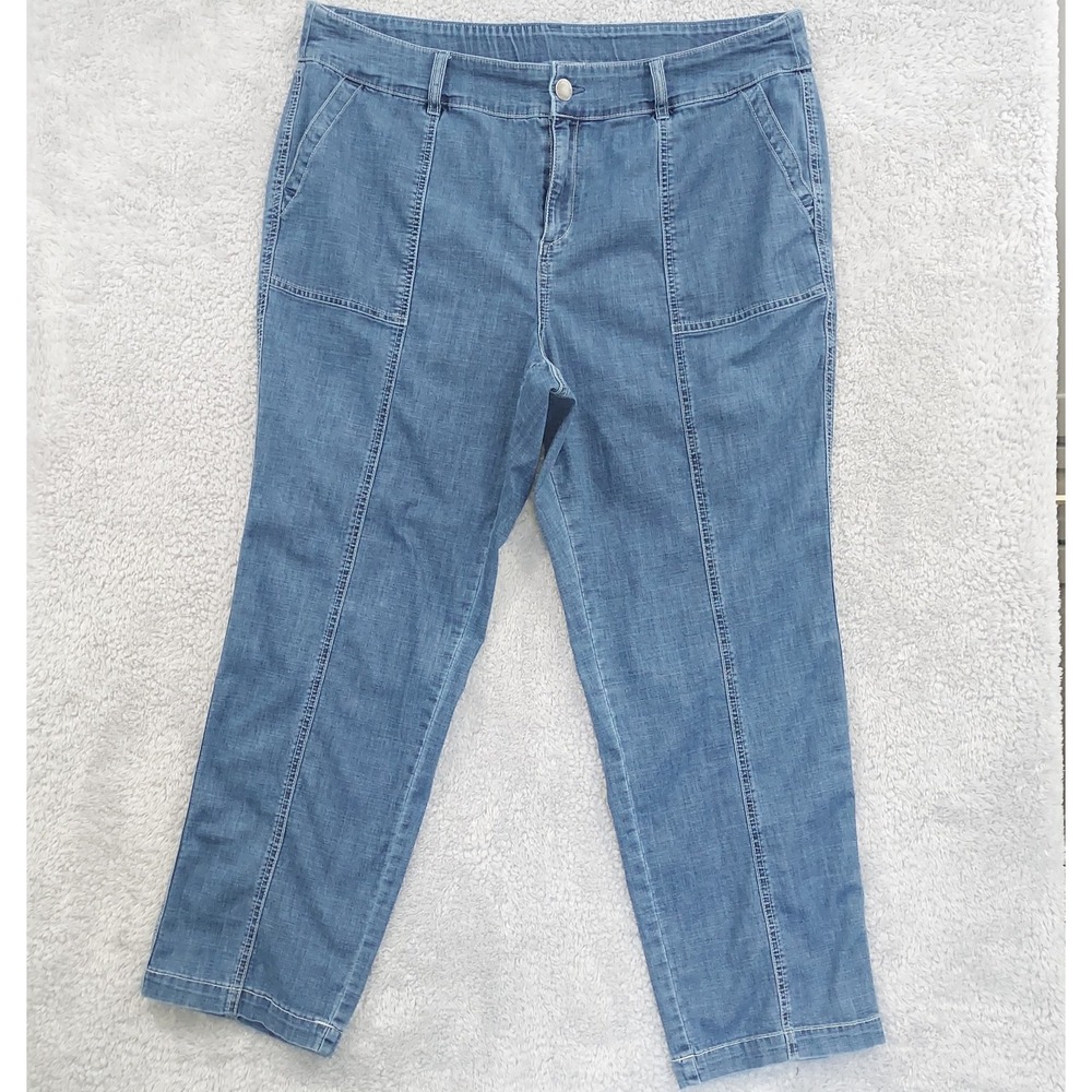 Lane Bryant Denim Pants Women's 16 Blue Front Seam Straight Leg Cotton Blend